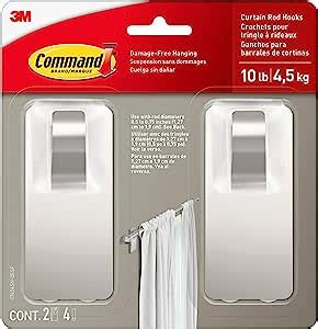 command strips mor metal brackets|Command™ Curtain Rod Hooks, holds 10lb .